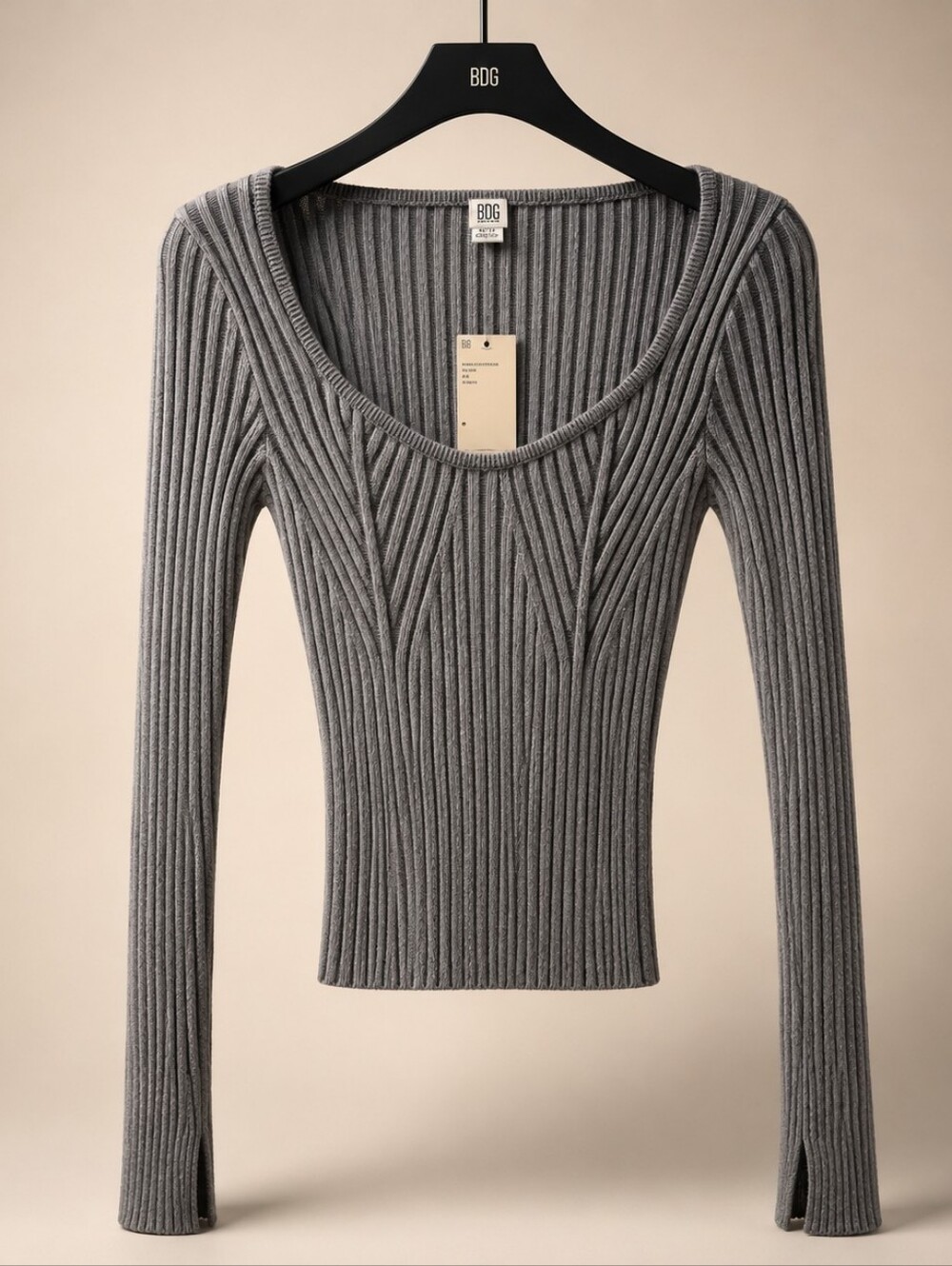 BDG Charcoal V-Neck Ribbed Sweater